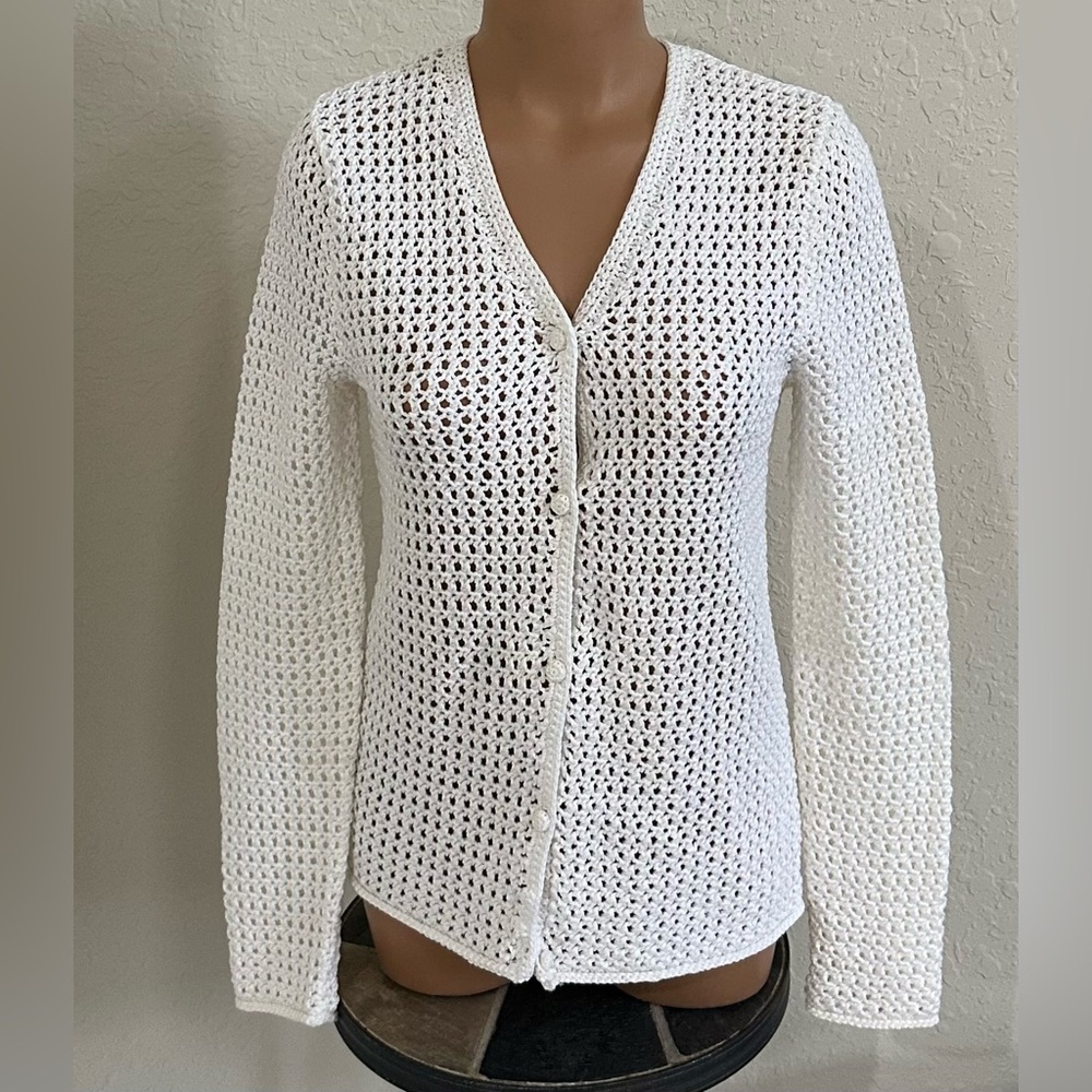 Lauren Ralph Lauren Hand Knit crochet cardigan sweater NWOT